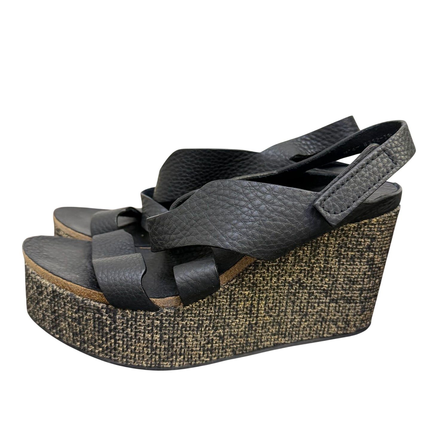 Pedro Garcia Black Wedge Sandals Size 9