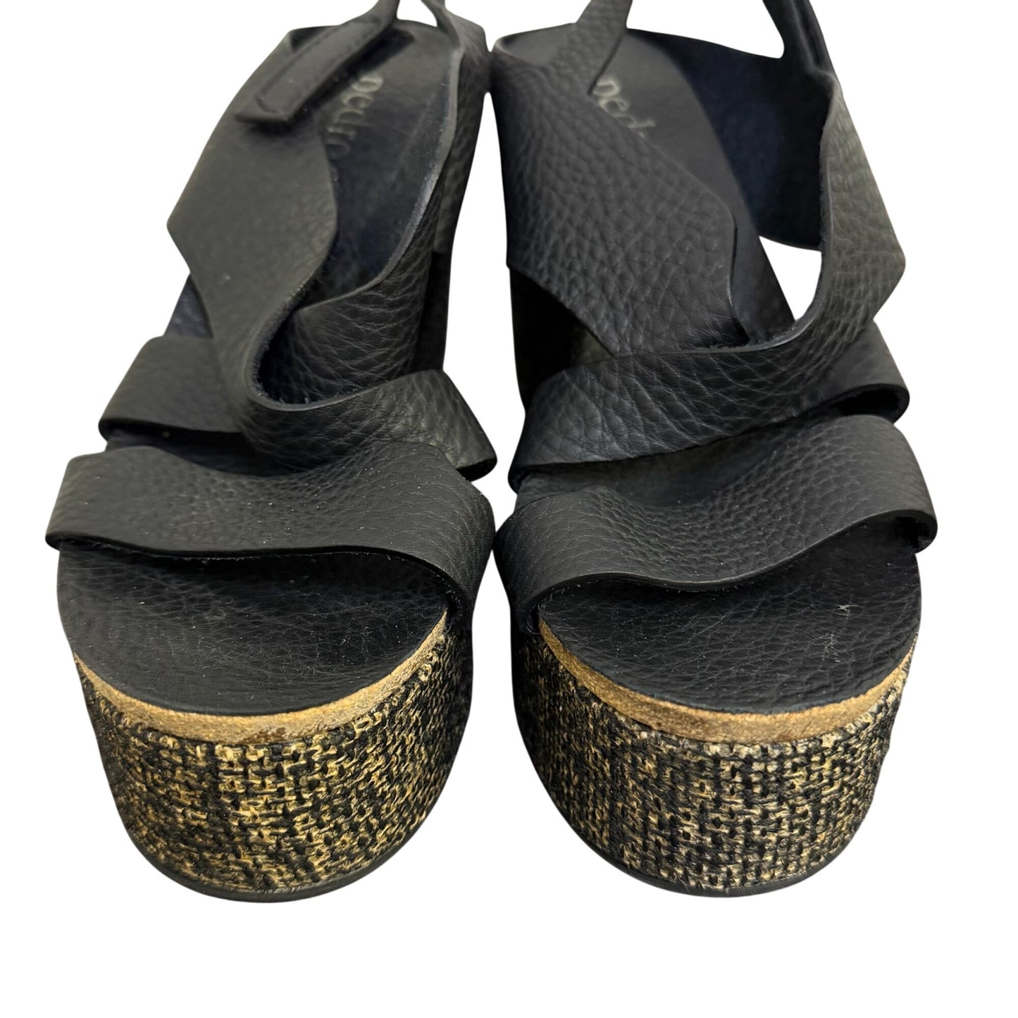 Pedro Garcia Black Wedge Sandals Size 9
