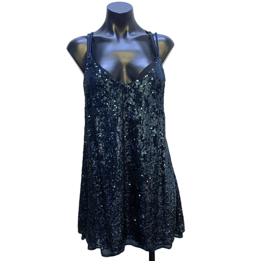 Free People Navy Sequined Tank Blouse Size Xsmall