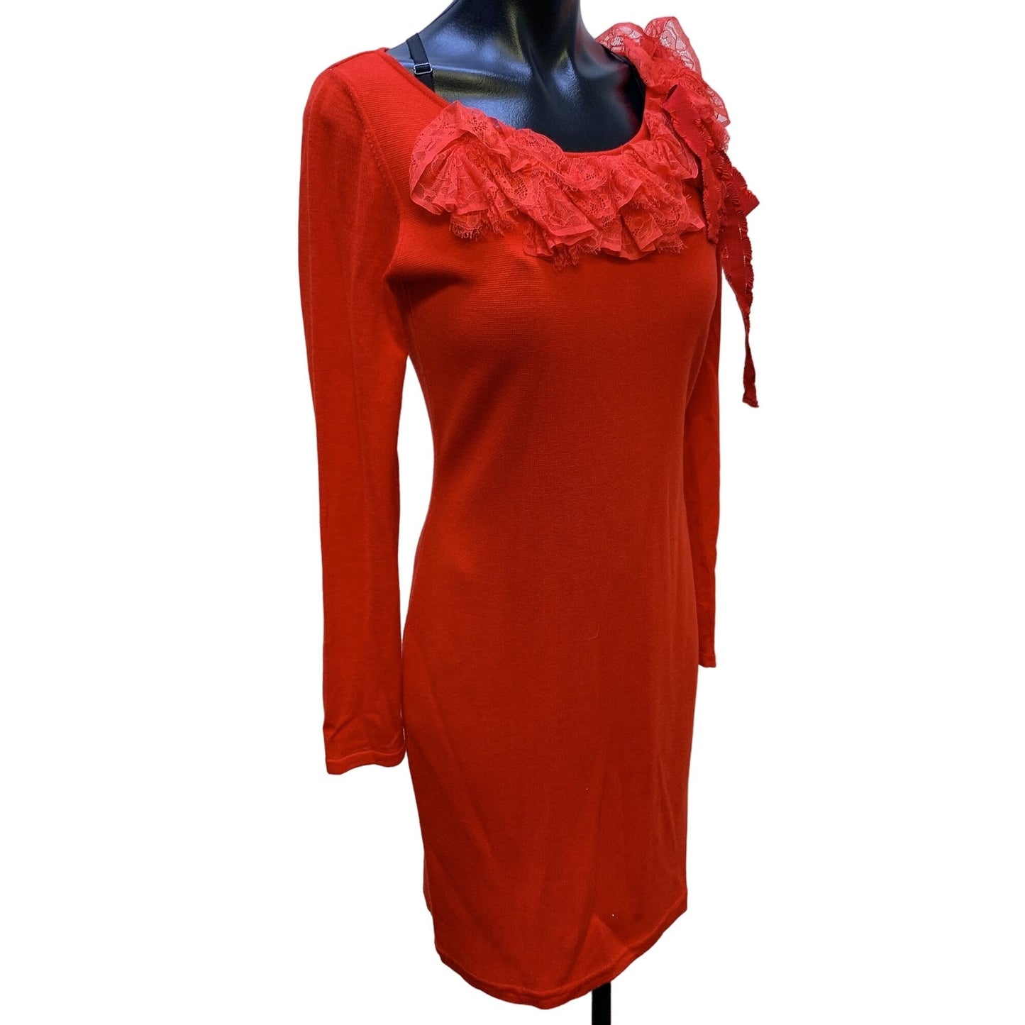 *Blumarine Red Wool Knit Dress Size 6/42