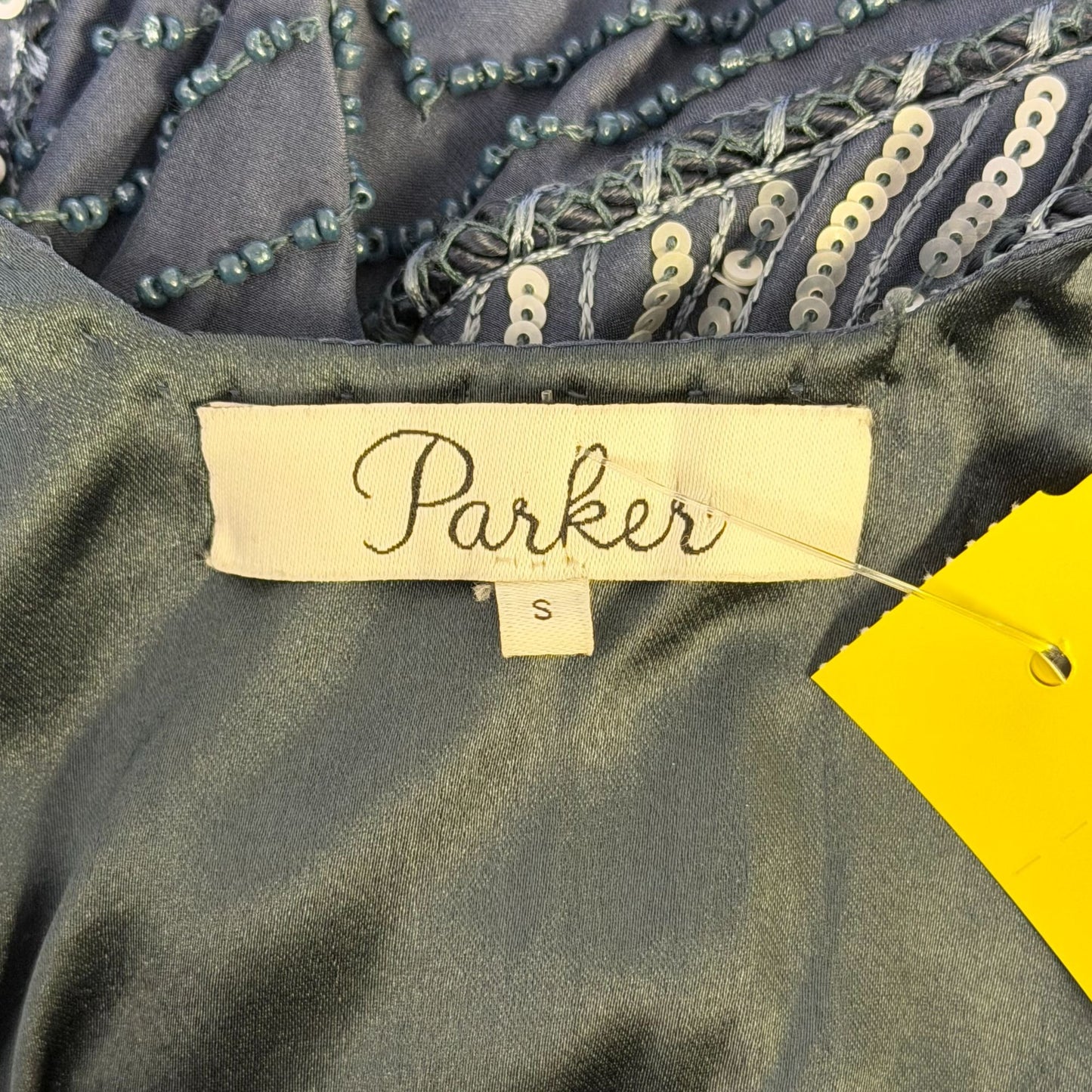 Parker Blue Beaded & Sequined Sleeveless Blouse Top S