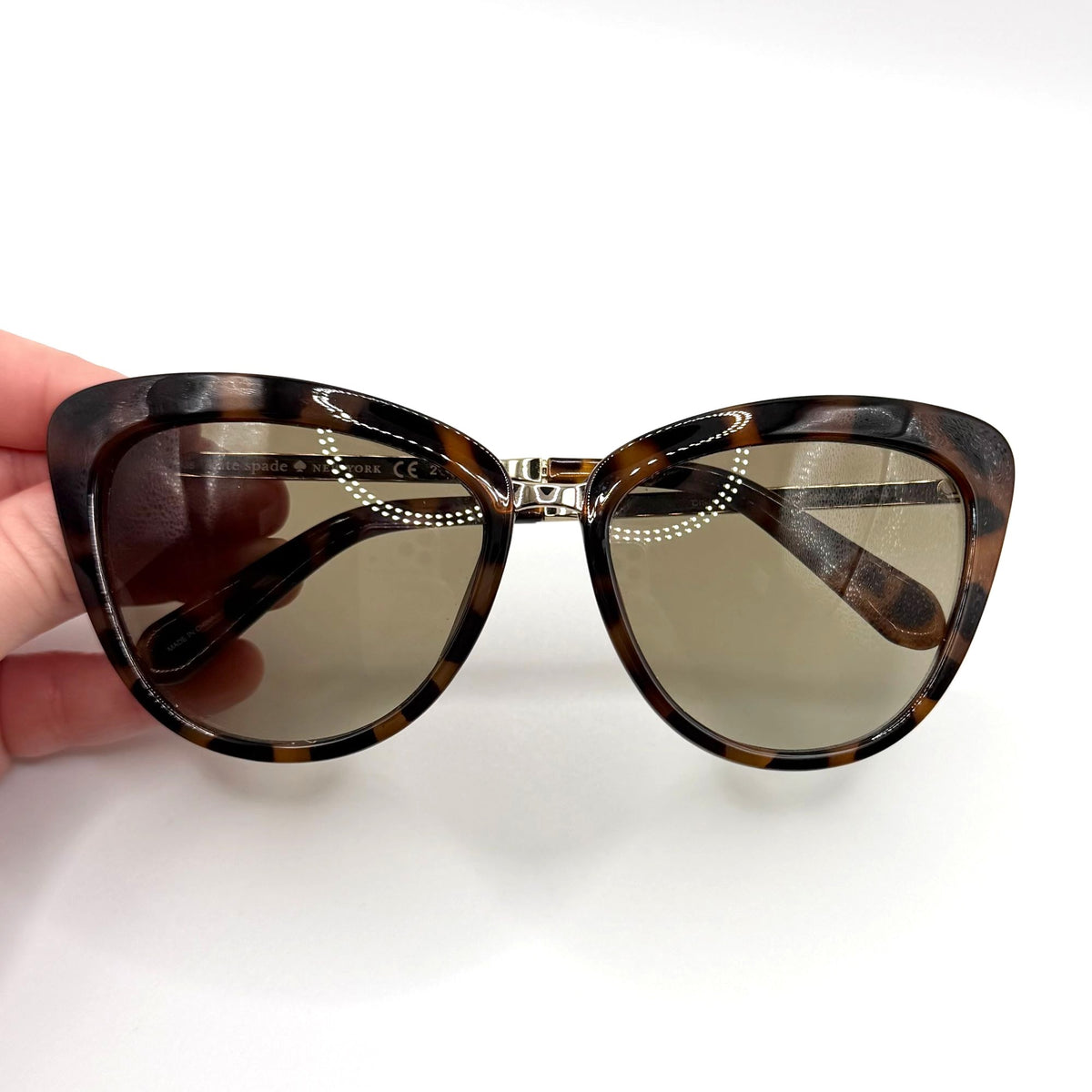 Kate Spade Tortoise Cat Eye Sunglasses With Green Case