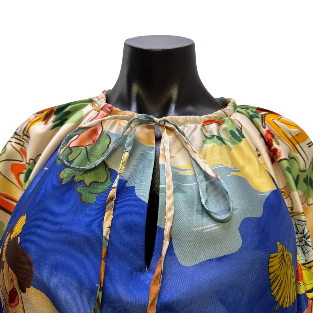 Antonio Melani Long-Sleeve Dress With Tie Waist Blue Multicolor L