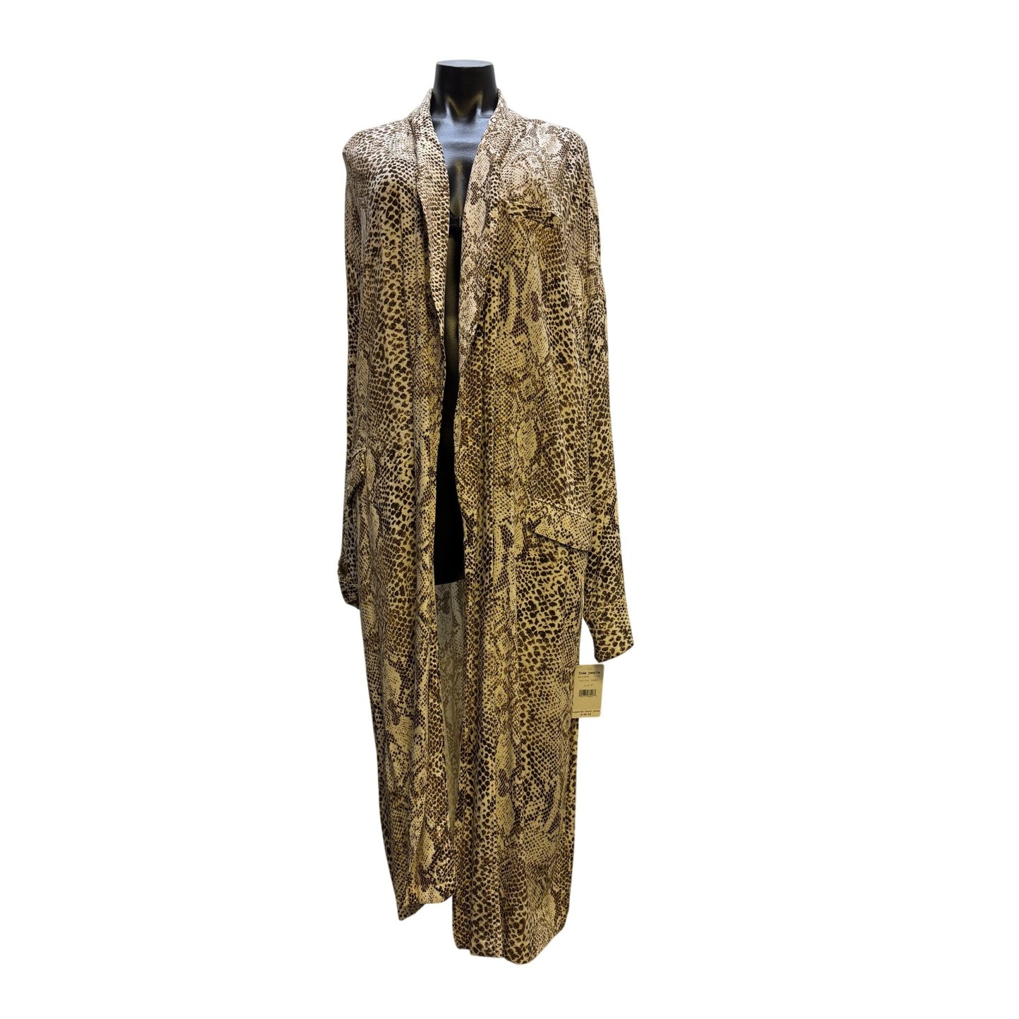 Free People Snake Print Long Duster Jacket Lightweight Open Front M