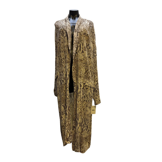 Free People Snake Print Long Duster Jacket Lightweight Open Front M