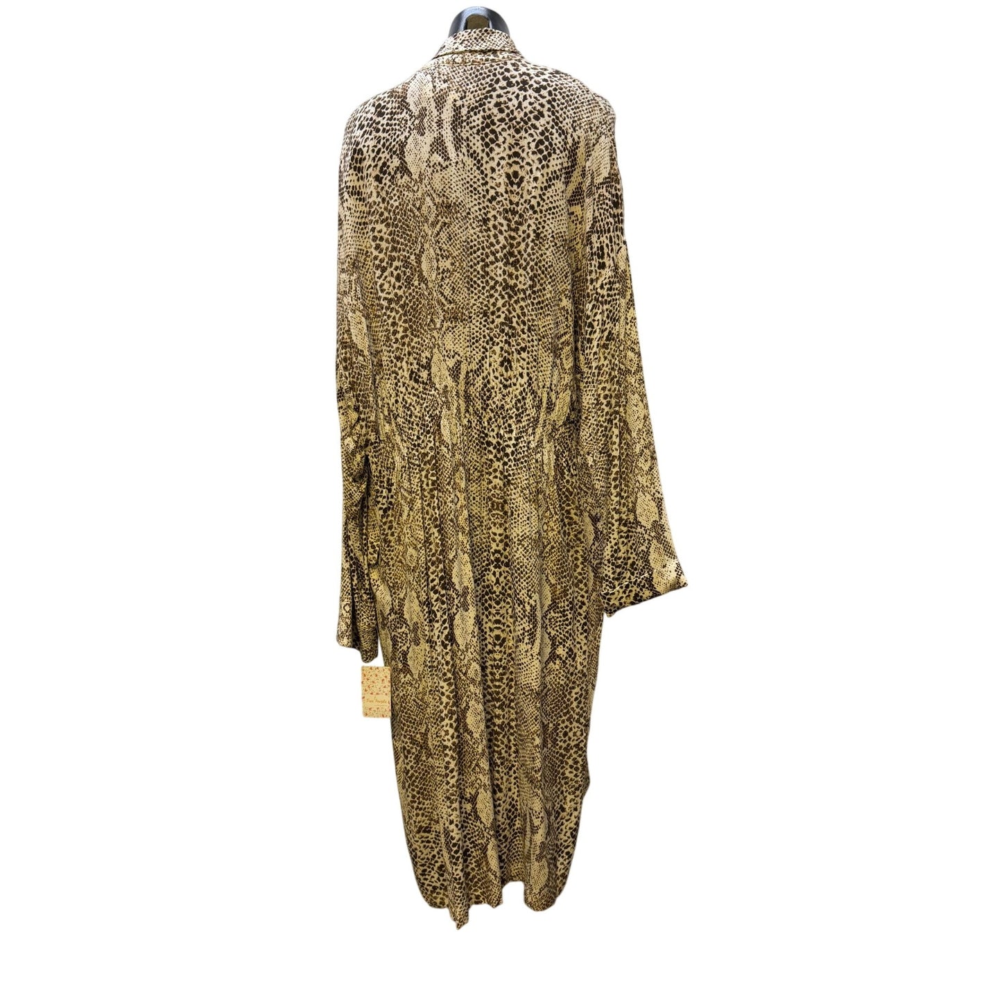 Free People Snake Print Long Duster Jacket Lightweight Open Front M