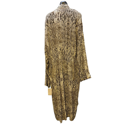 Free People Snake Print Long Duster Jacket Lightweight Open Front M