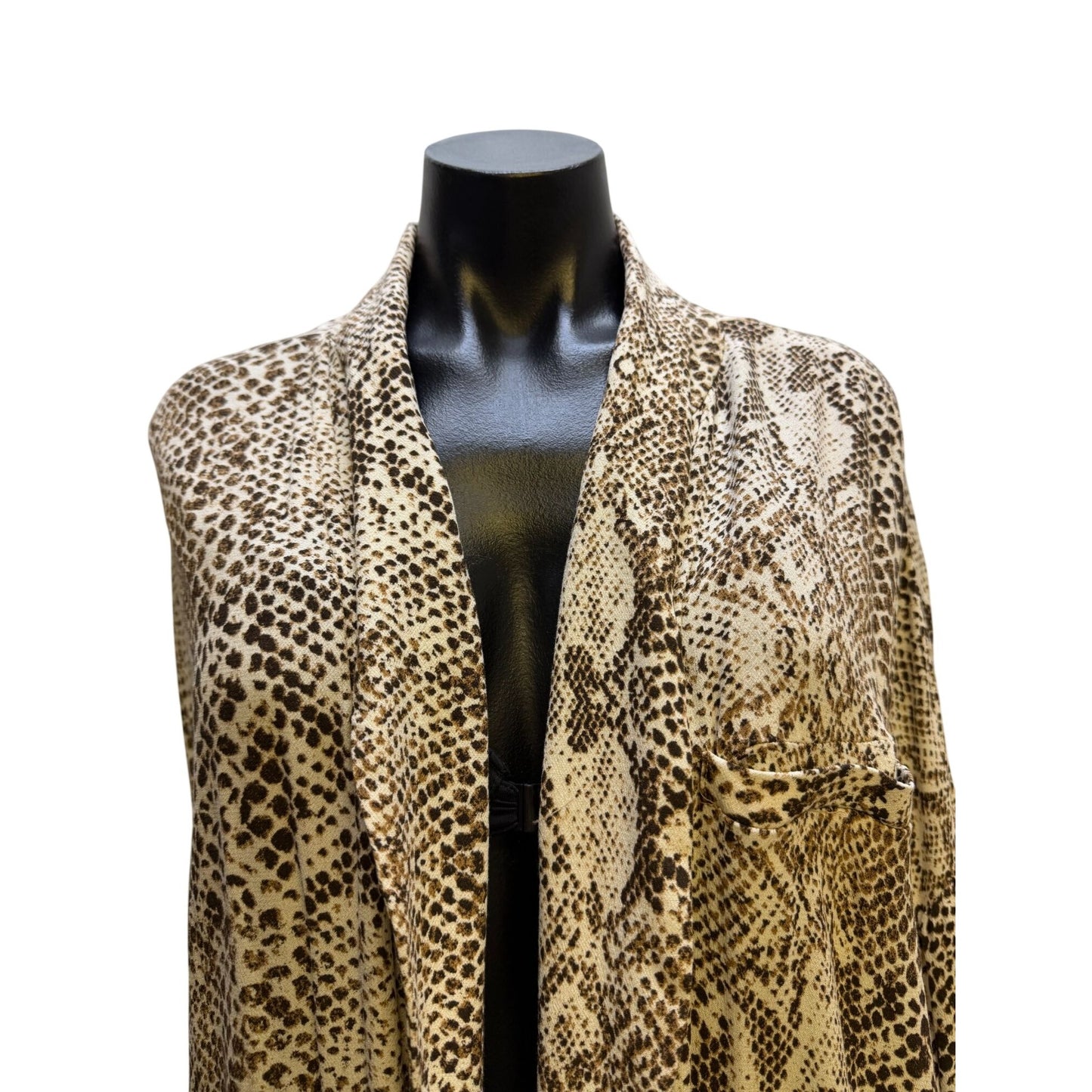 Free People Snake Print Long Duster Jacket Lightweight Open Front M