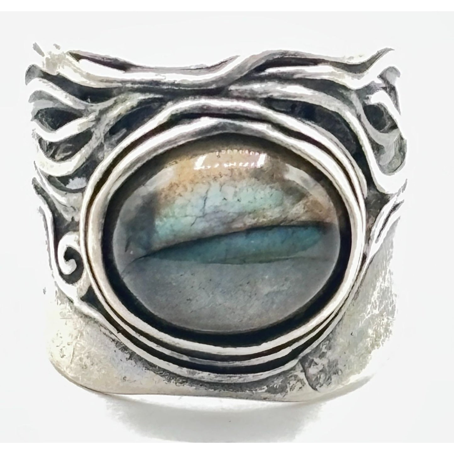 Labradorite Gemstone Sterling Silver Ring Size 7 Handcrafted In Israel