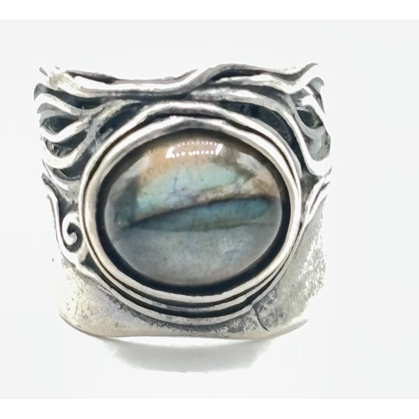 Labradorite Gemstone Sterling Silver Ring Size 7 Handcrafted In Israel
