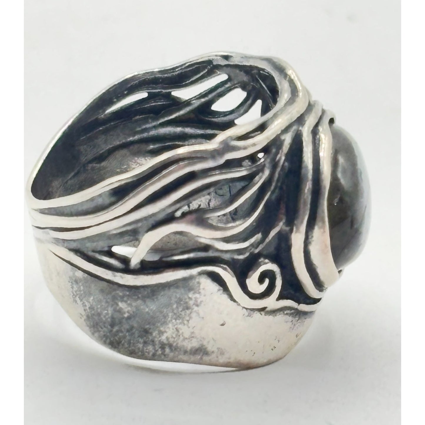 Labradorite Gemstone Sterling Silver Ring Size 7 Handcrafted In Israel