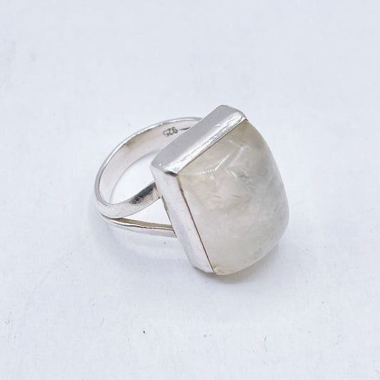 925 Moonstone Sterling Silver Square Ring 8