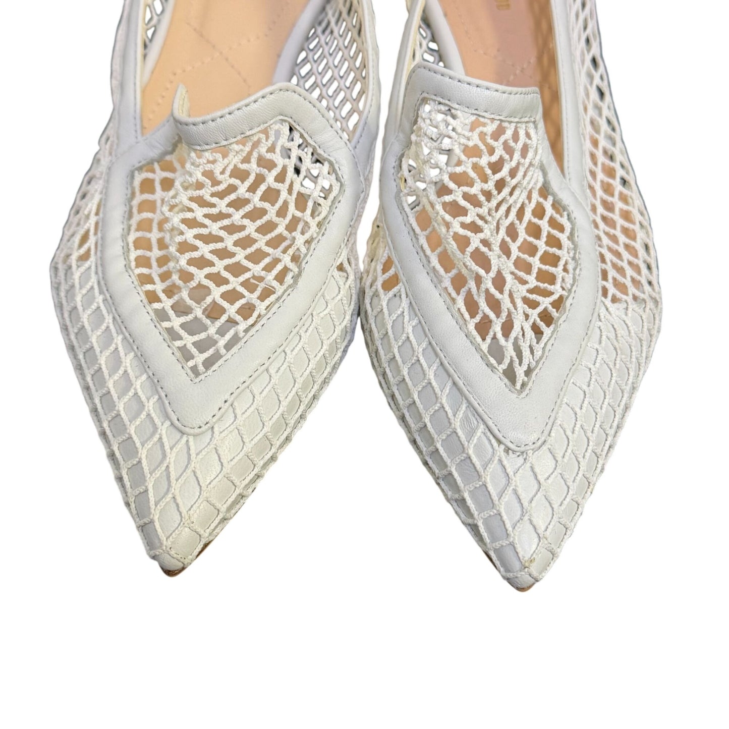 Nicholas Kirkwood Open Weave Mesh Pointed Flats White Size 8