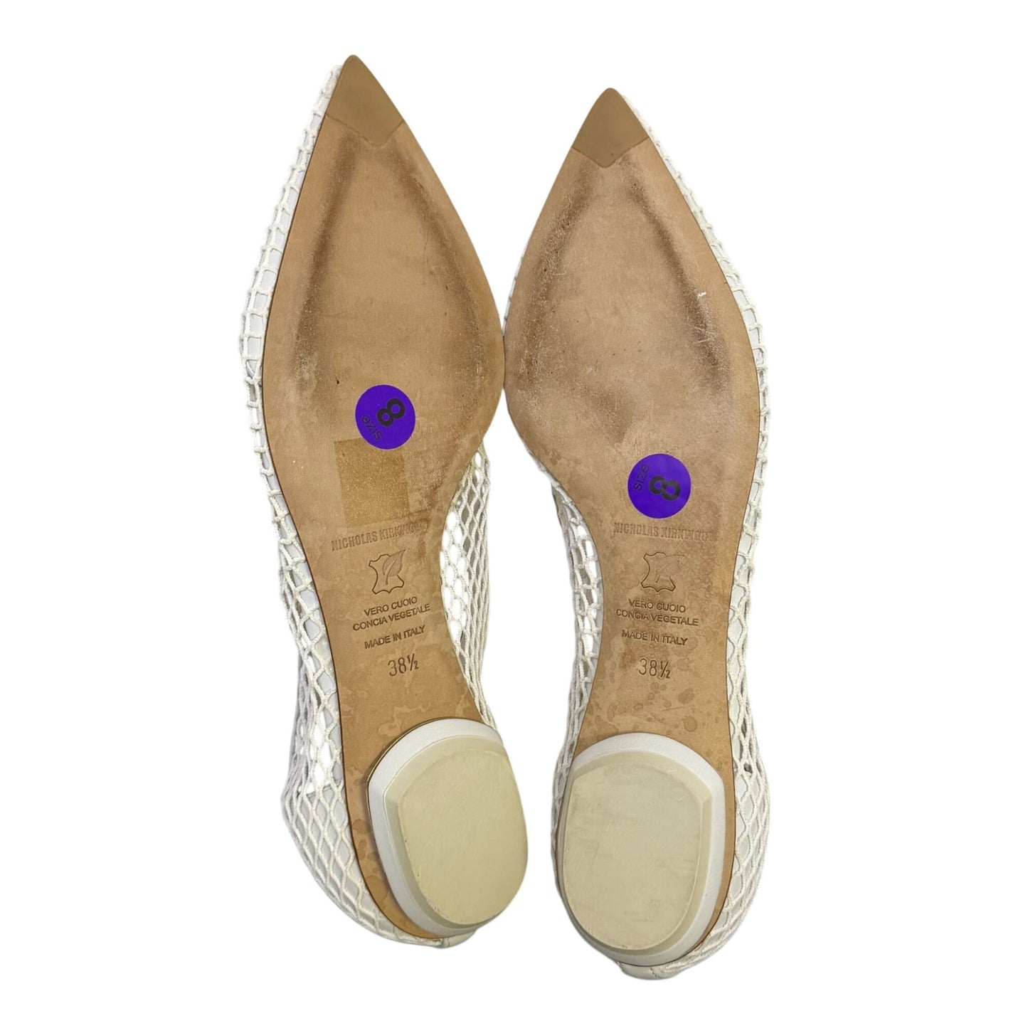Nicholas Kirkwood Open Weave Mesh Pointed Flats White Size 8