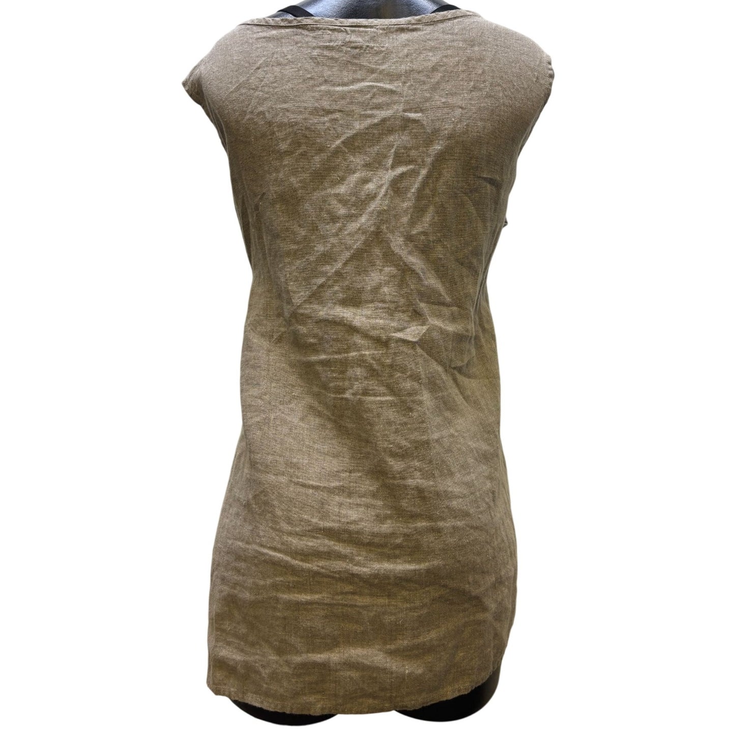 Flax Linen Sleeveless Tank Top Brown 2X