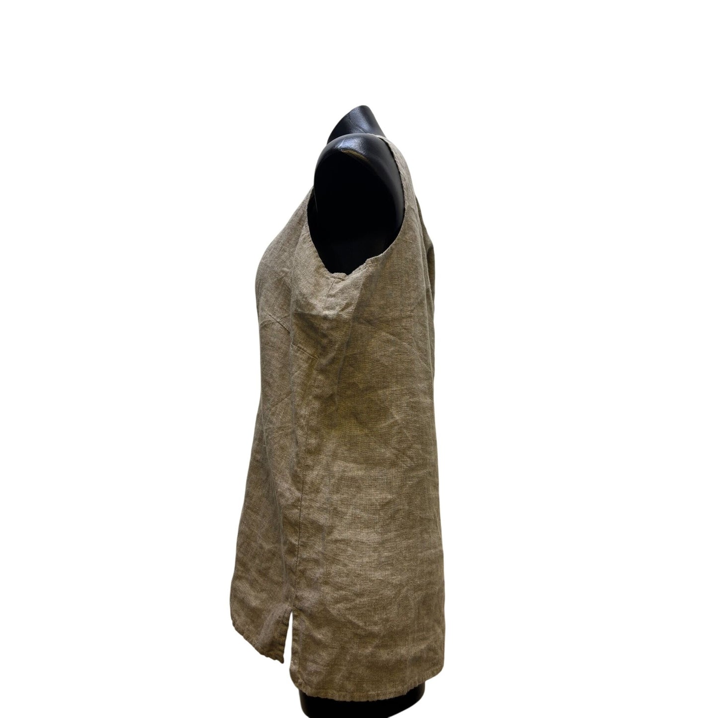 Flax Linen Sleeveless Tank Top Brown 2X