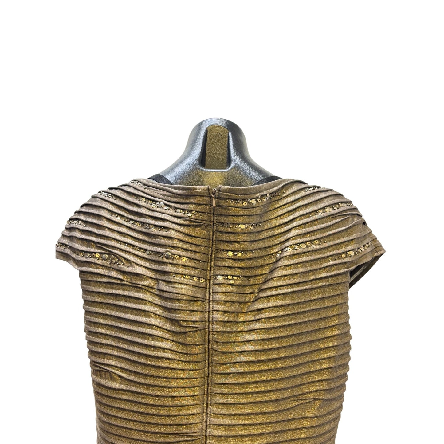 Tadashi Shoji Embellished Bandage Dress Taupe Gold L