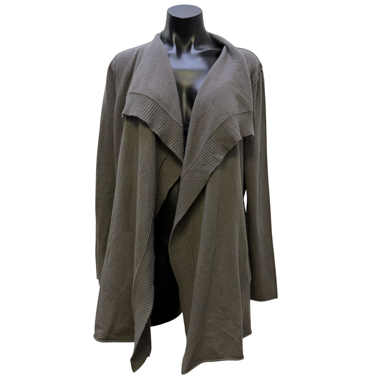 360 Cashmere Gray Open Front Cardigan Long Sleeve Size L