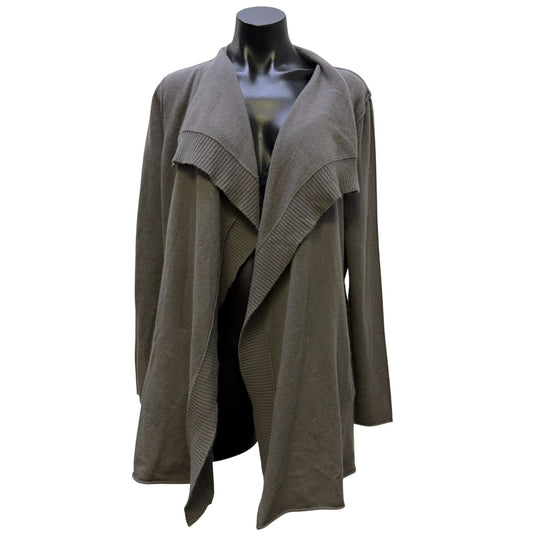 360 Cashmere Gray Open Front Cardigan Long Sleeve Size L