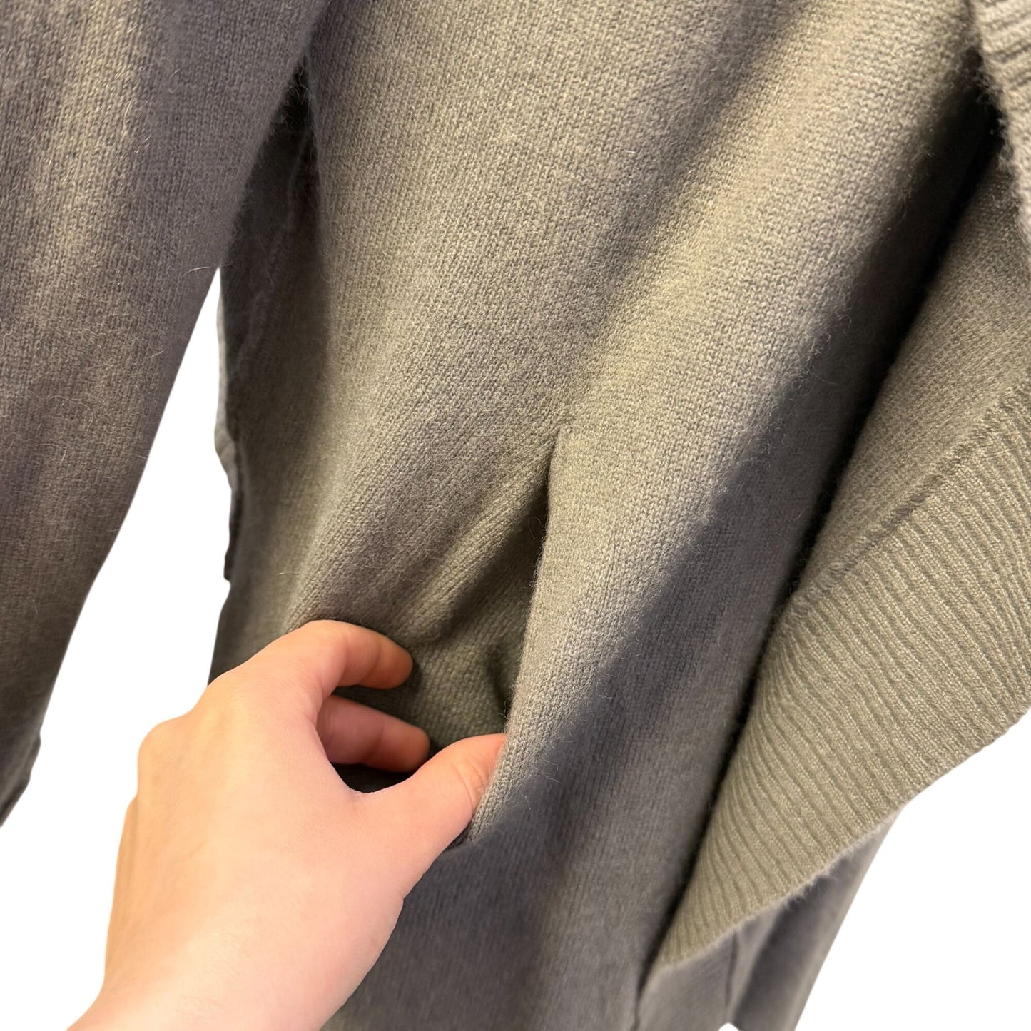 360 Cashmere Gray Open Front Cardigan Long Sleeve Size L