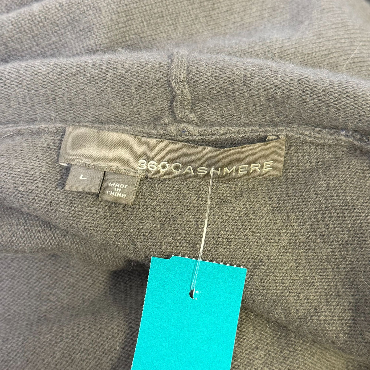 360 Cashmere Gray Open Front Cardigan Long Sleeve Size L