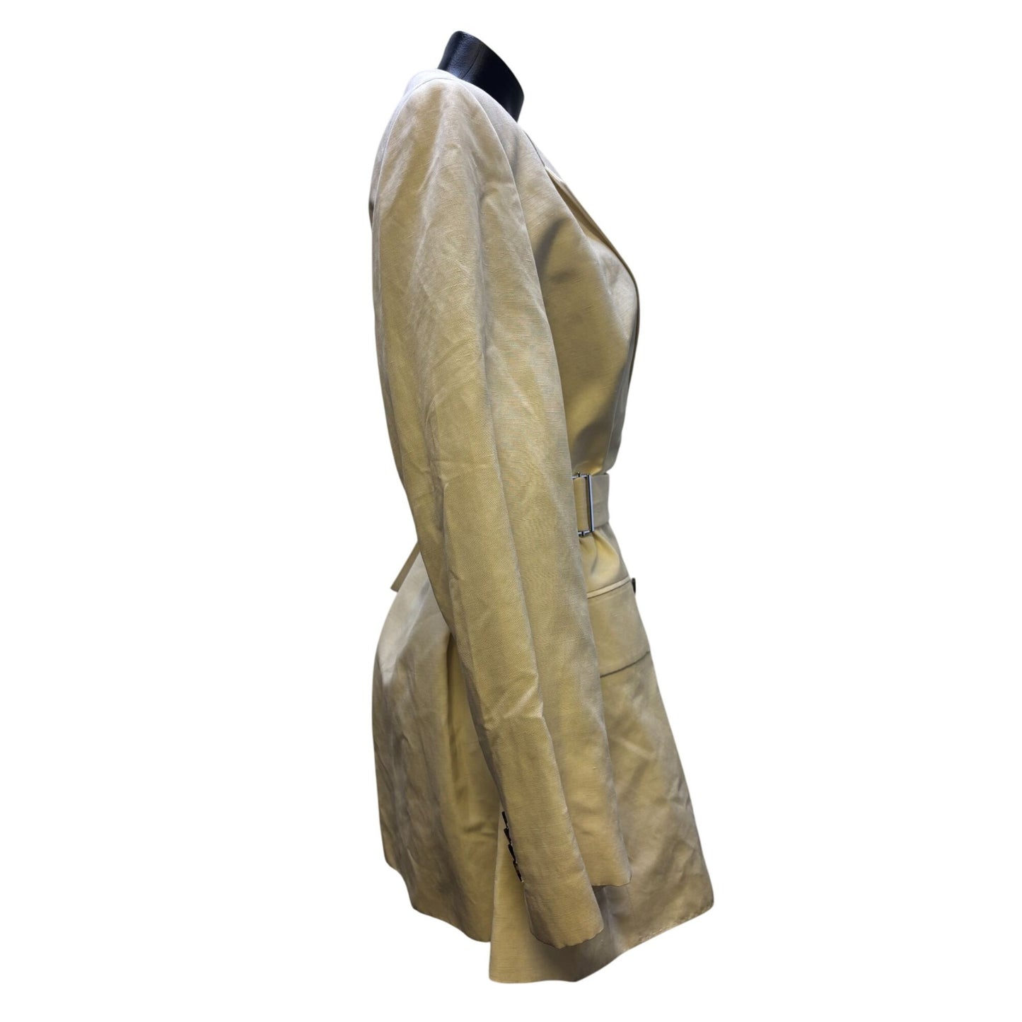 Lafayette 148 Silk Linen Trench Coat Ivory Size 16