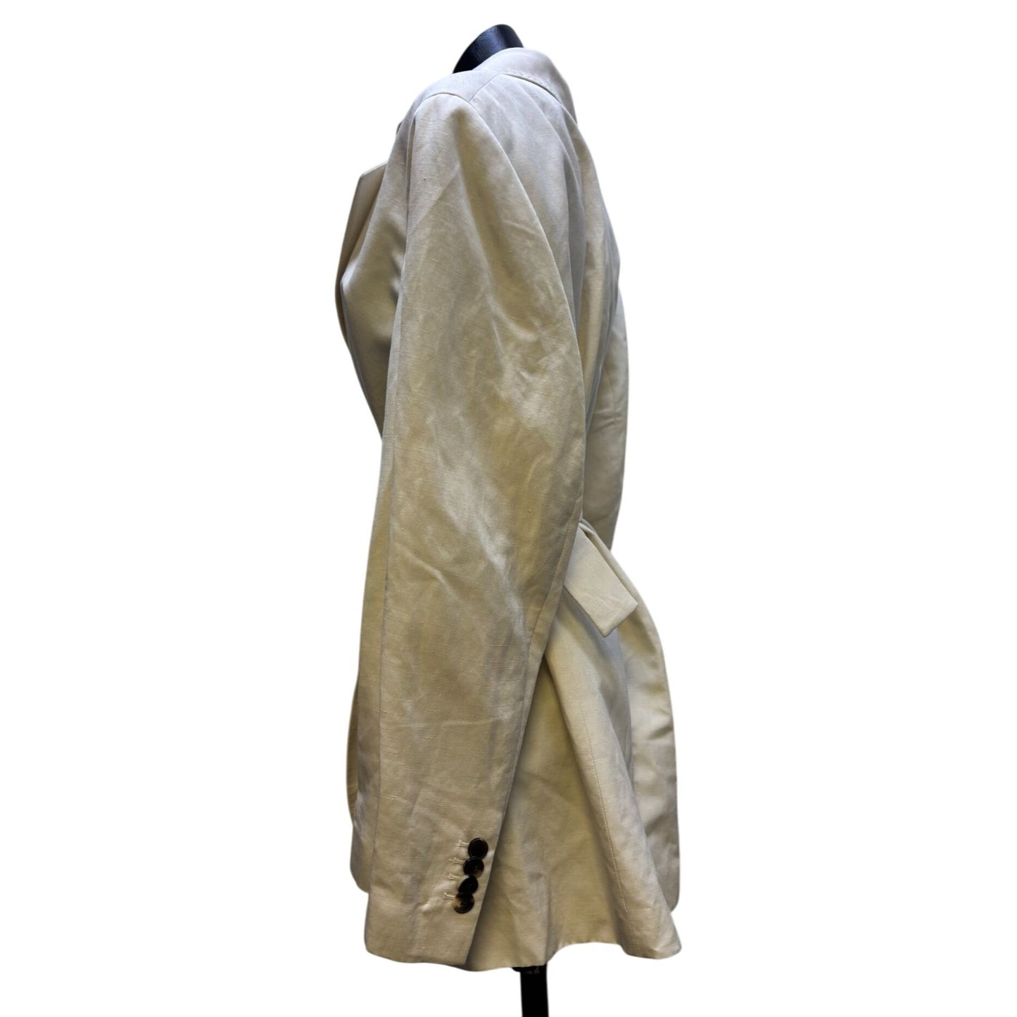 Lafayette 148 Silk Linen Trench Coat Ivory Size 16