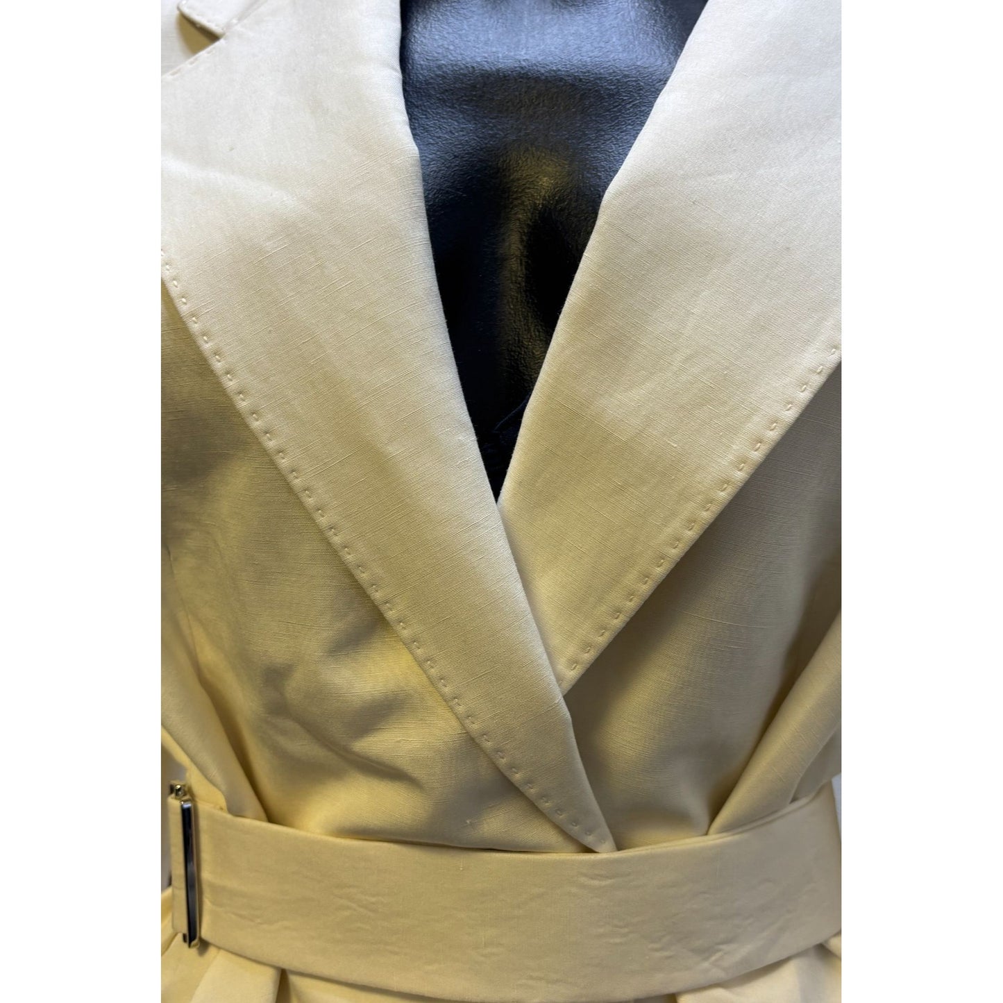 Lafayette 148 Silk Linen Trench Coat Ivory Size 16