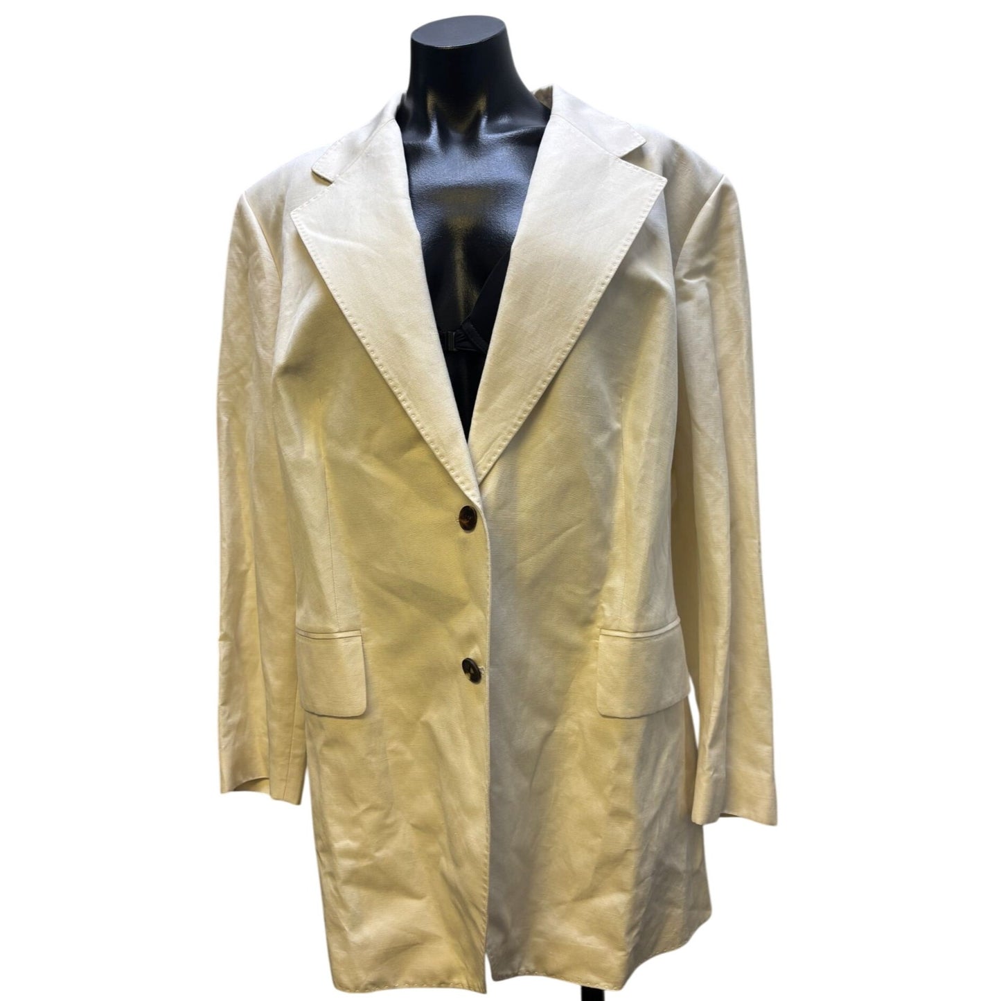 Lafayette 148 Silk Linen Trench Coat Ivory Size 16