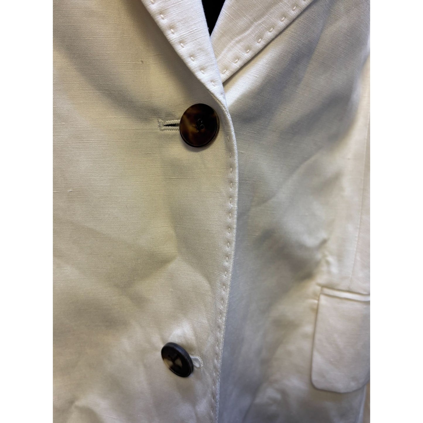 Lafayette 148 Silk Linen Trench Coat Ivory Size 16