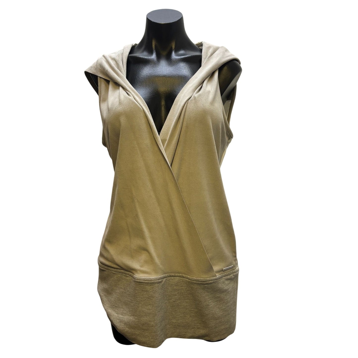 NWT Blanc Noir Sleeveless Hooded Wrap Vest Gray M