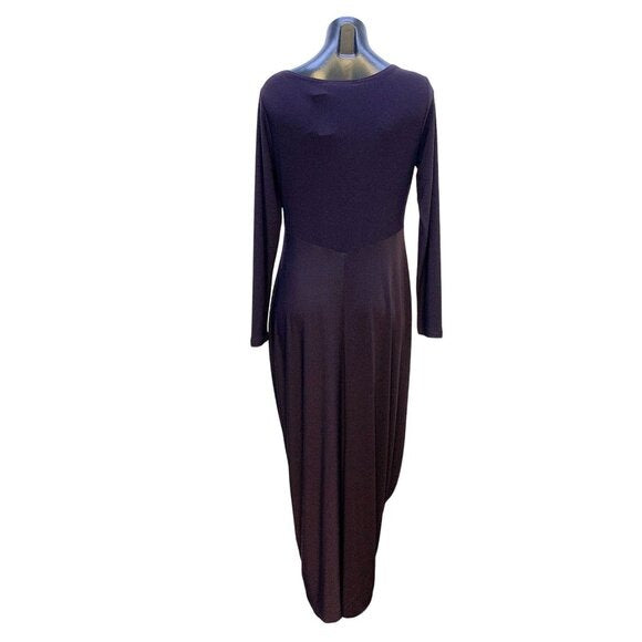 Sympli Womens Long Sleeve Plum Draped Dress Size 10