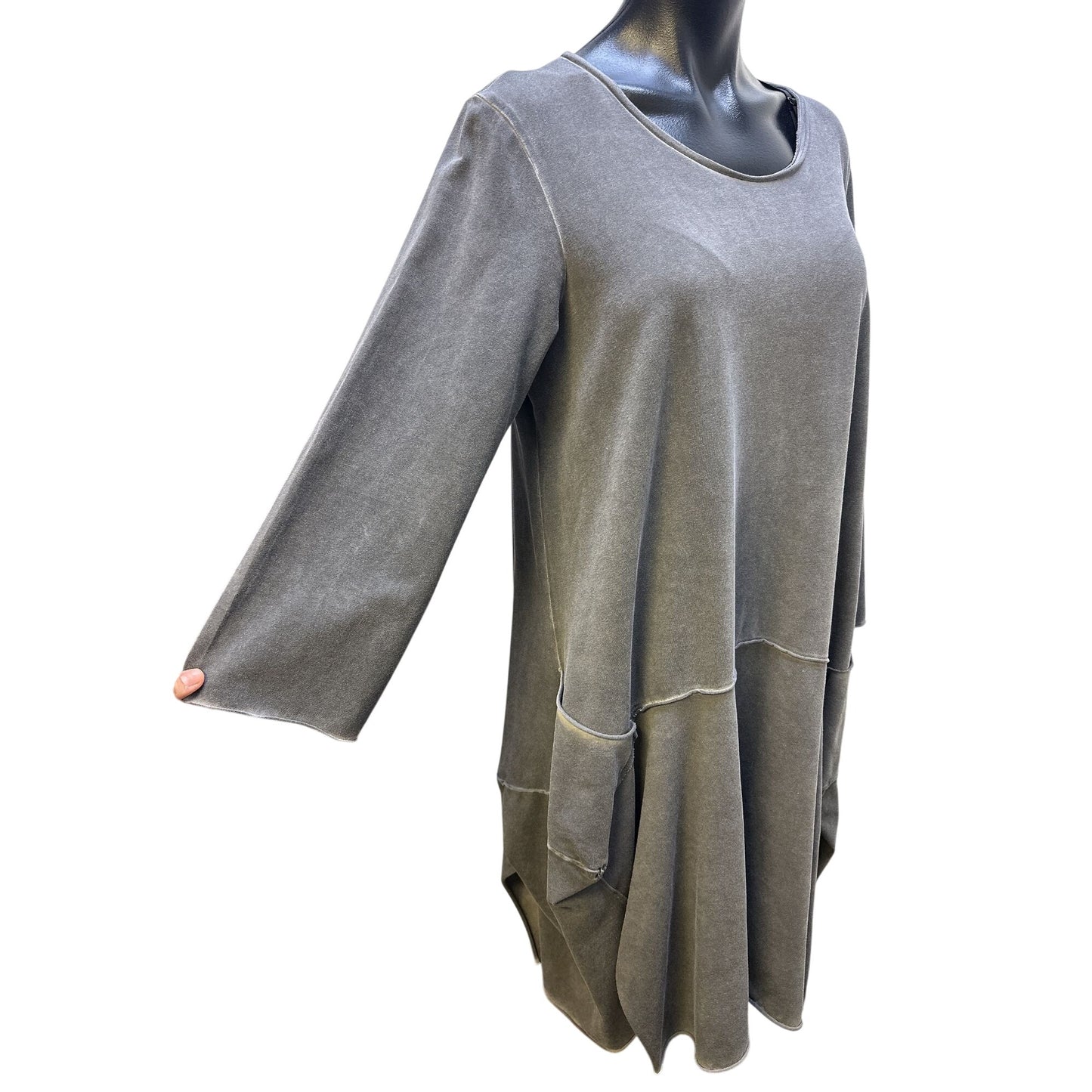 Luukaa Gray Loose-Fitting Tunic Dress Size 14