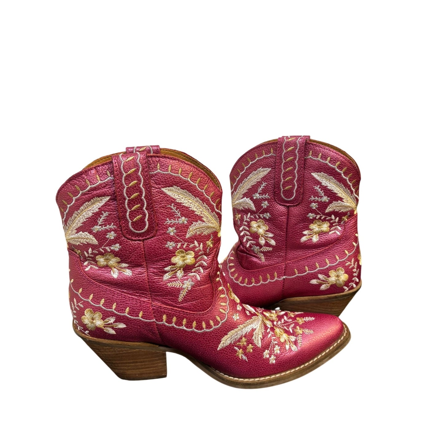 Dingo Embroidered Pink Ankle Western Boots Size 10