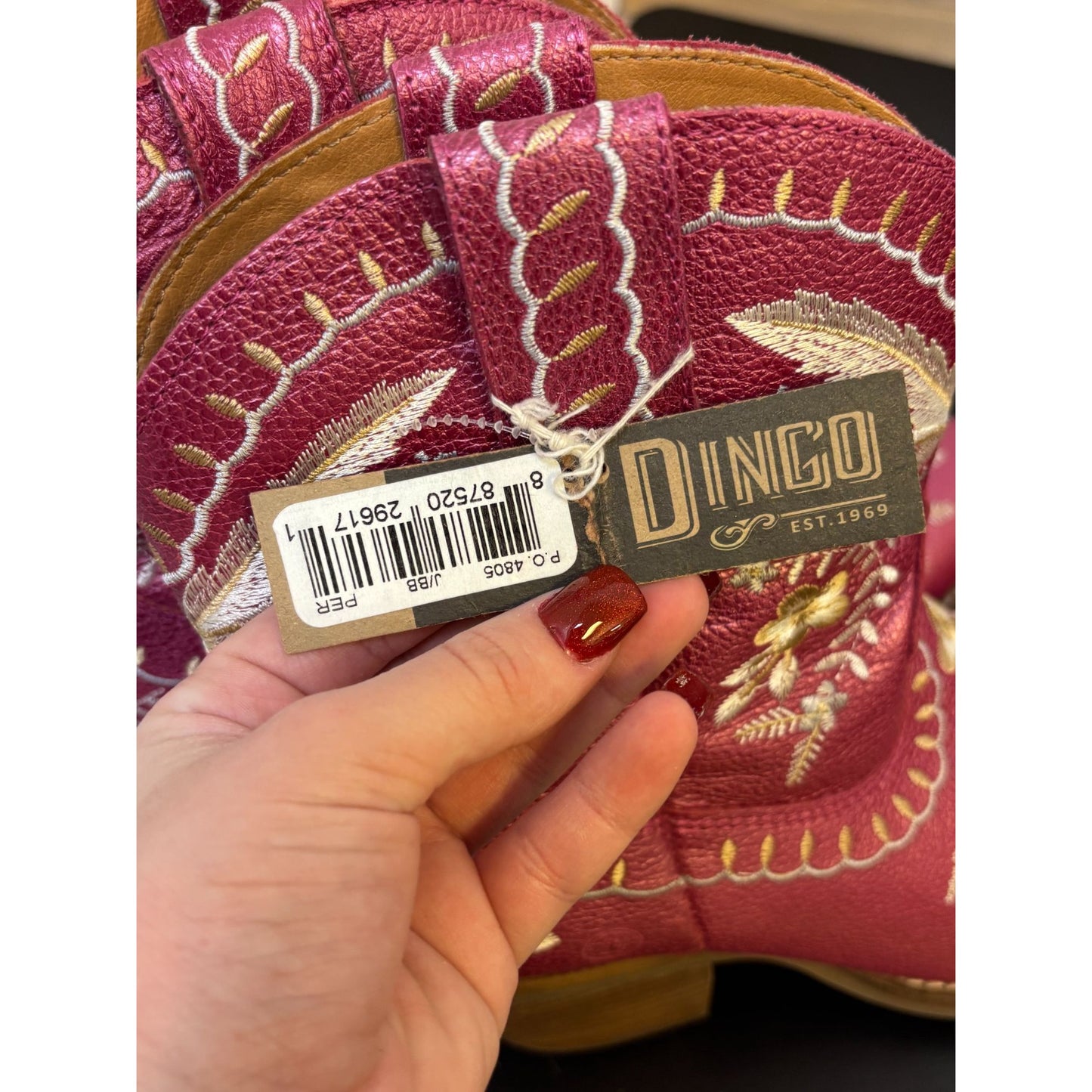 Dingo Embroidered Pink Ankle Western Boots Size 10