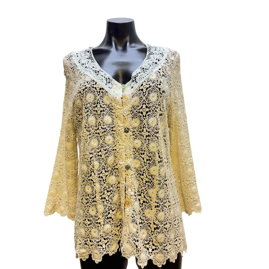 4 Love And Liberty Crochet Lace Button-Up Cardigans  L