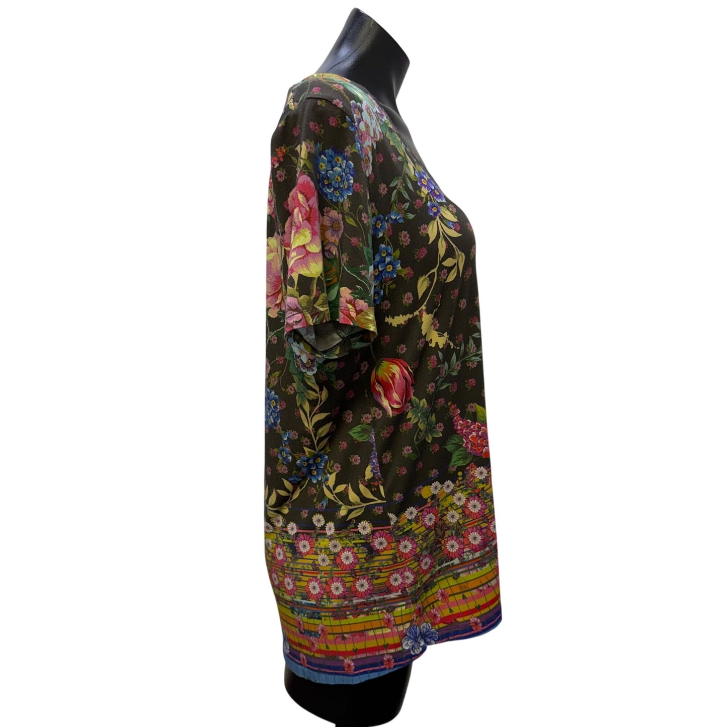 Johnny Was Floral Print T-Shirt Blouse Multicolor L