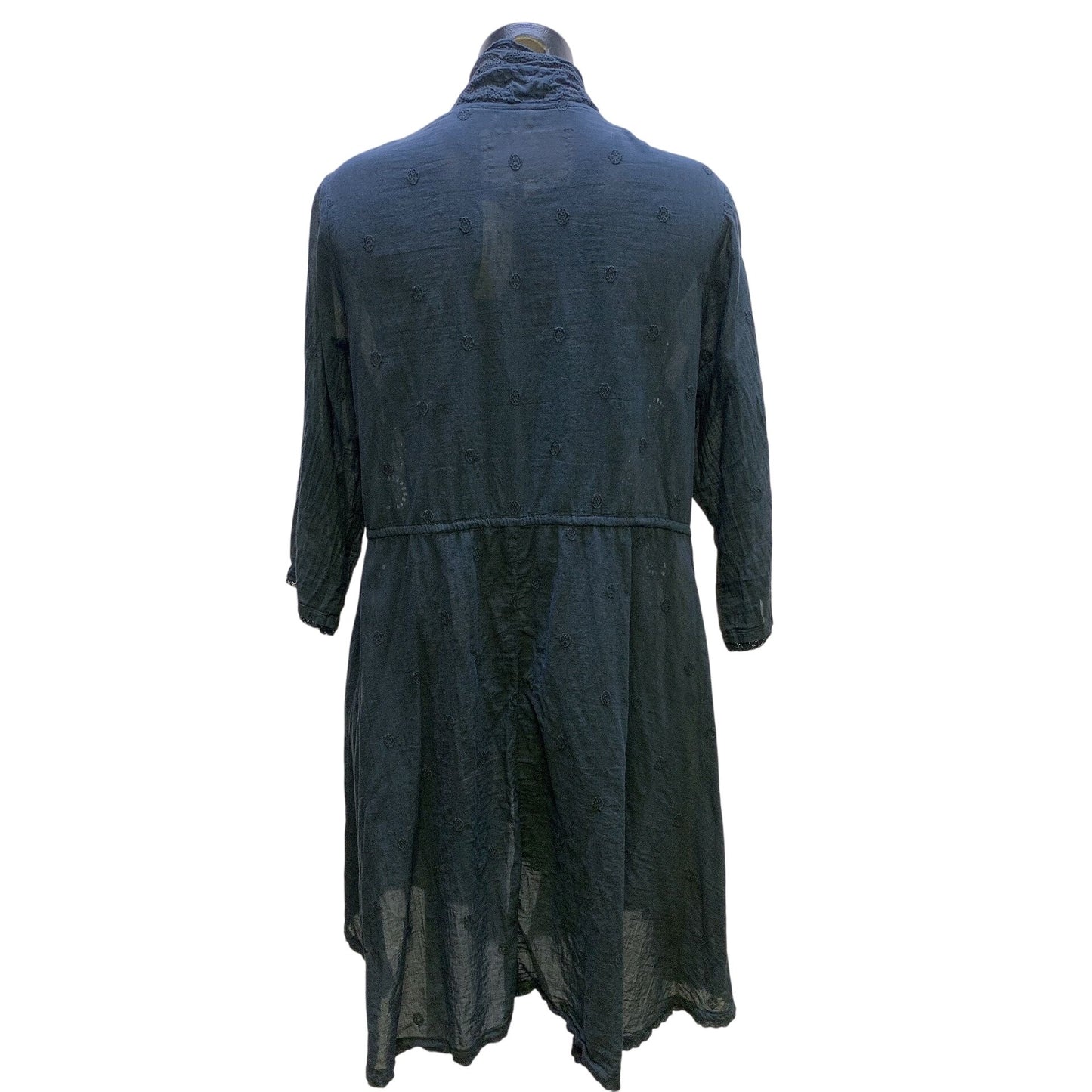 Johnny Was Vintage Navy Embroidered Cardigan w/Tie Waist Size L