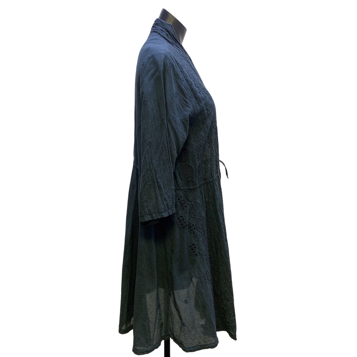 Johnny Was Vintage Navy Embroidered Cardigan w/Tie Waist Size L