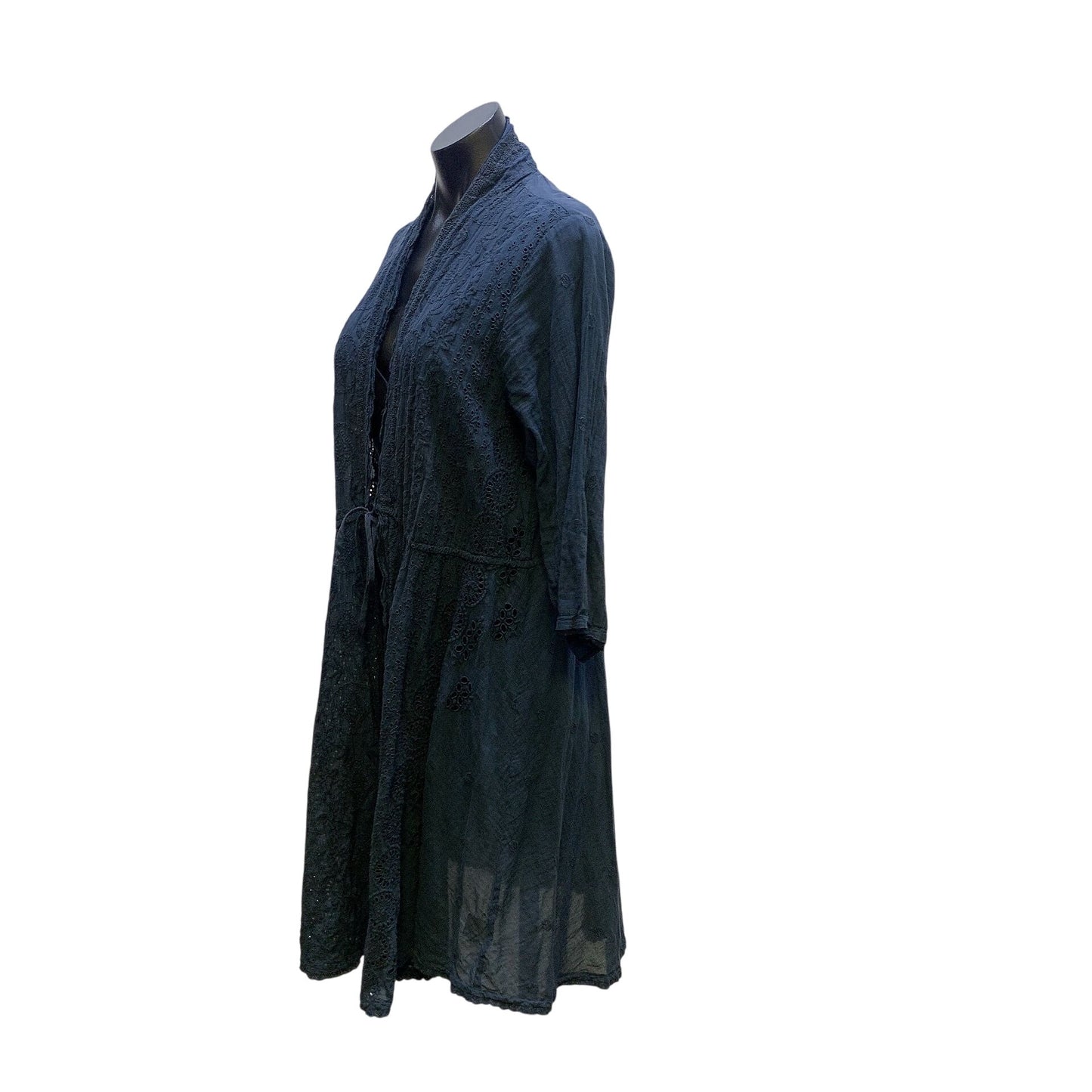 Johnny Was Vintage Navy Embroidered Cardigan w/Tie Waist Size L
