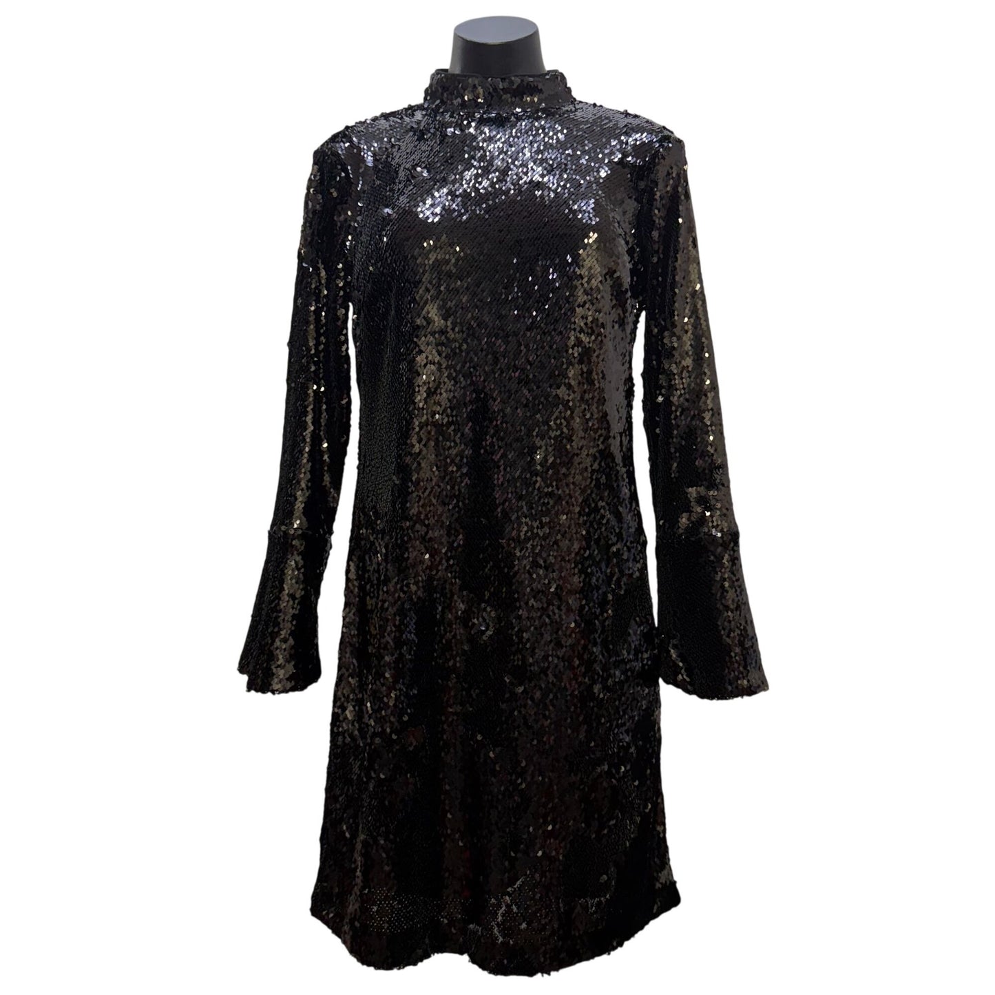NWT Ann Taylor Black Sequin High-Neck Dress Size 4