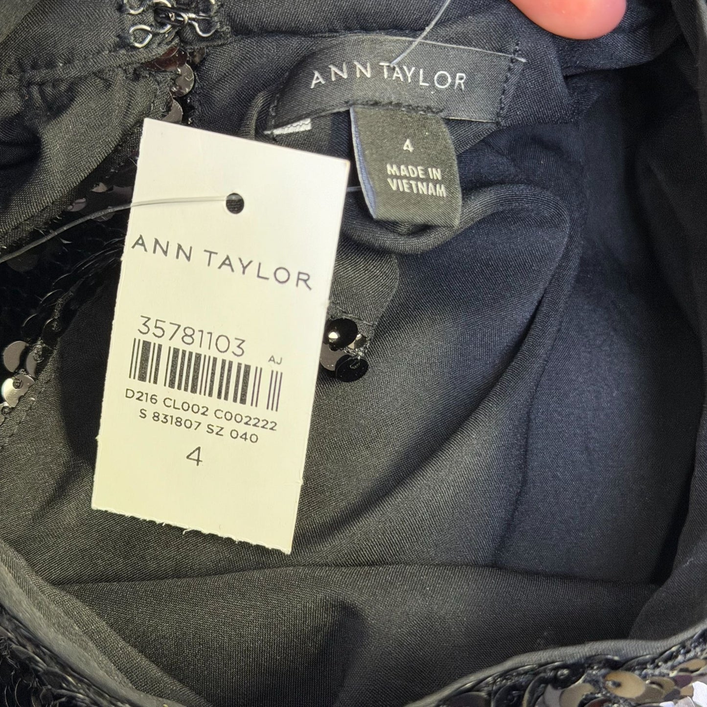 NWT Ann Taylor Black Sequin High-Neck Dress Size 4