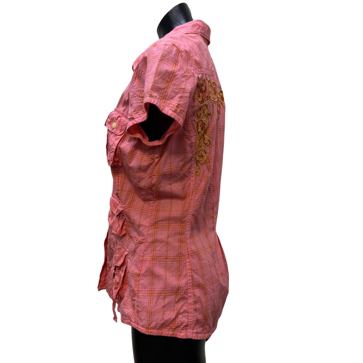 3J Workshop Embroidered Button-Up Blouse Pink M