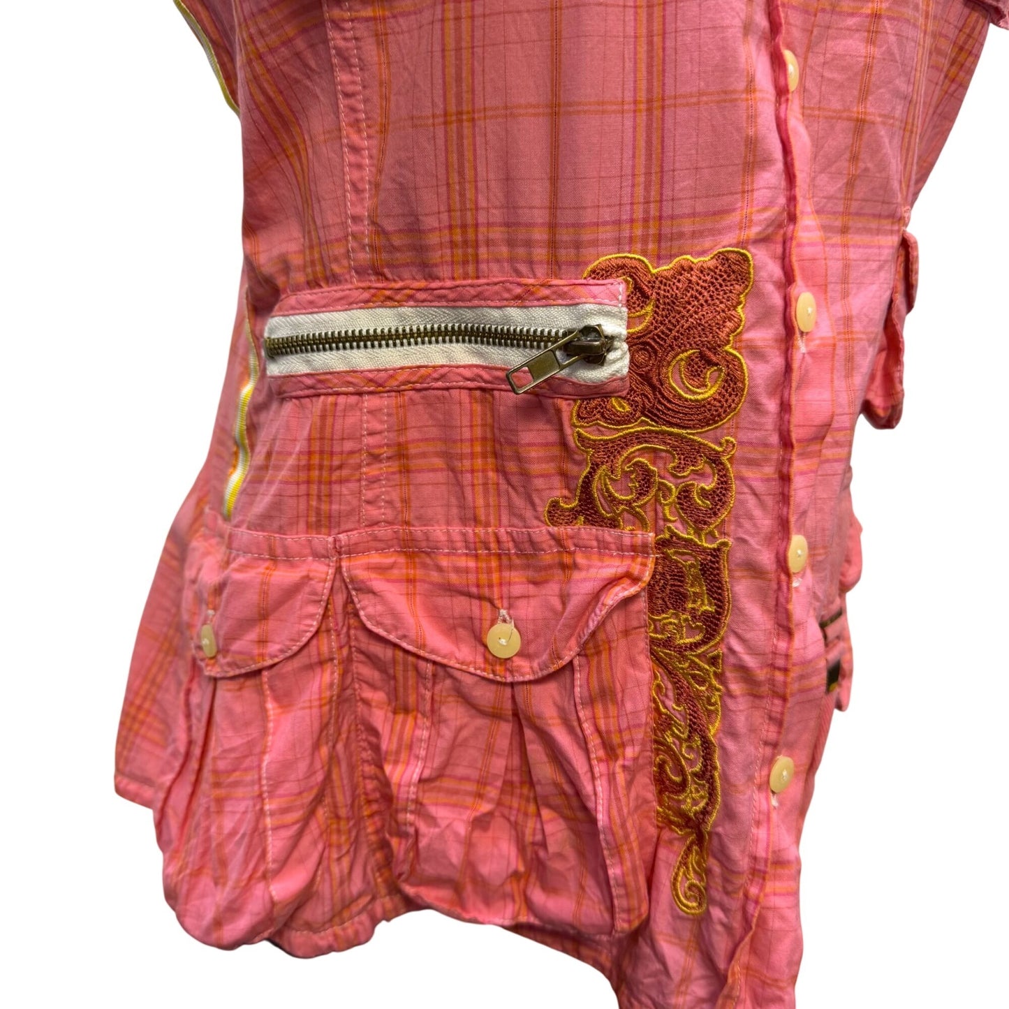 3J Workshop Embroidered Button-Up Blouse Pink M