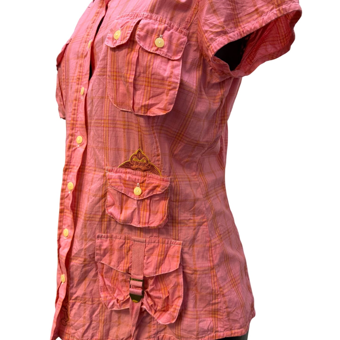 3J Workshop Embroidered Button-Up Blouse Pink M