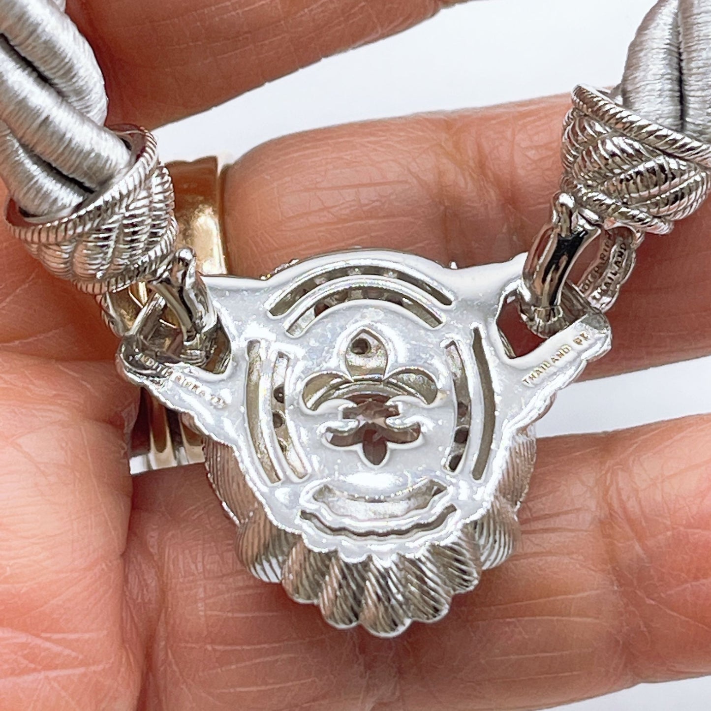 Judith Ripka 925 Sterling Silver Twisted Rope Necklace W/Convertible Cubic Zirconia Pendant