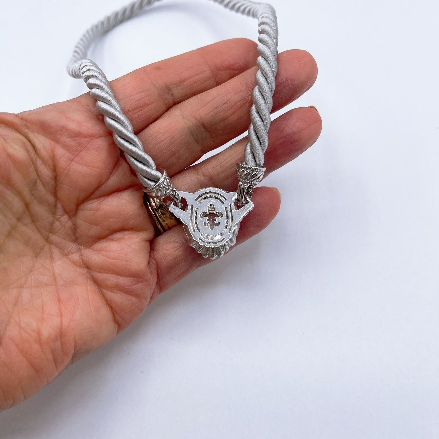 Judith Ripka 925 Sterling Silver Twisted Rope Necklace W/Convertible Cubic Zirconia Pendant