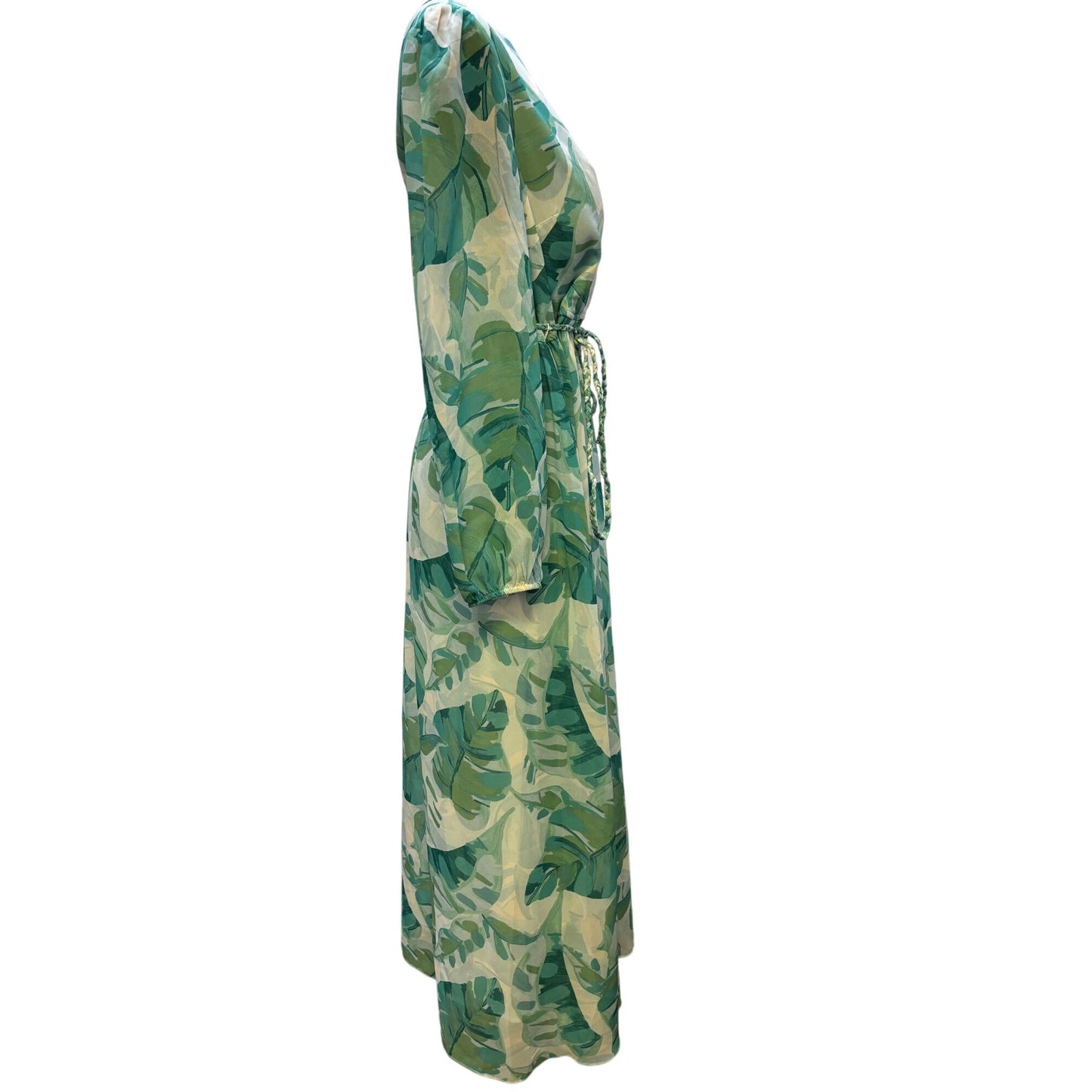 Soft Surroundings Tropical Leaf Print Long Maxi Dress M