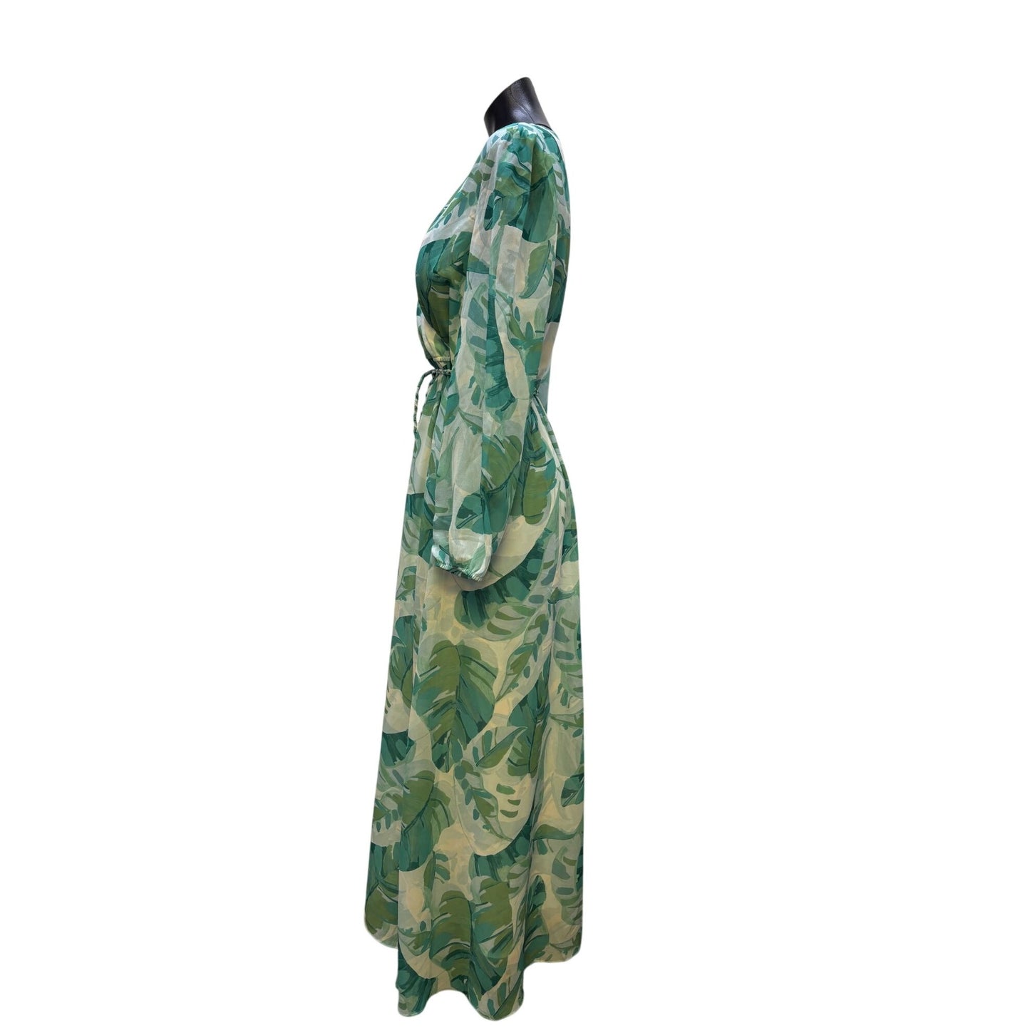 Soft Surroundings Tropical Leaf Print Long Maxi Dress M