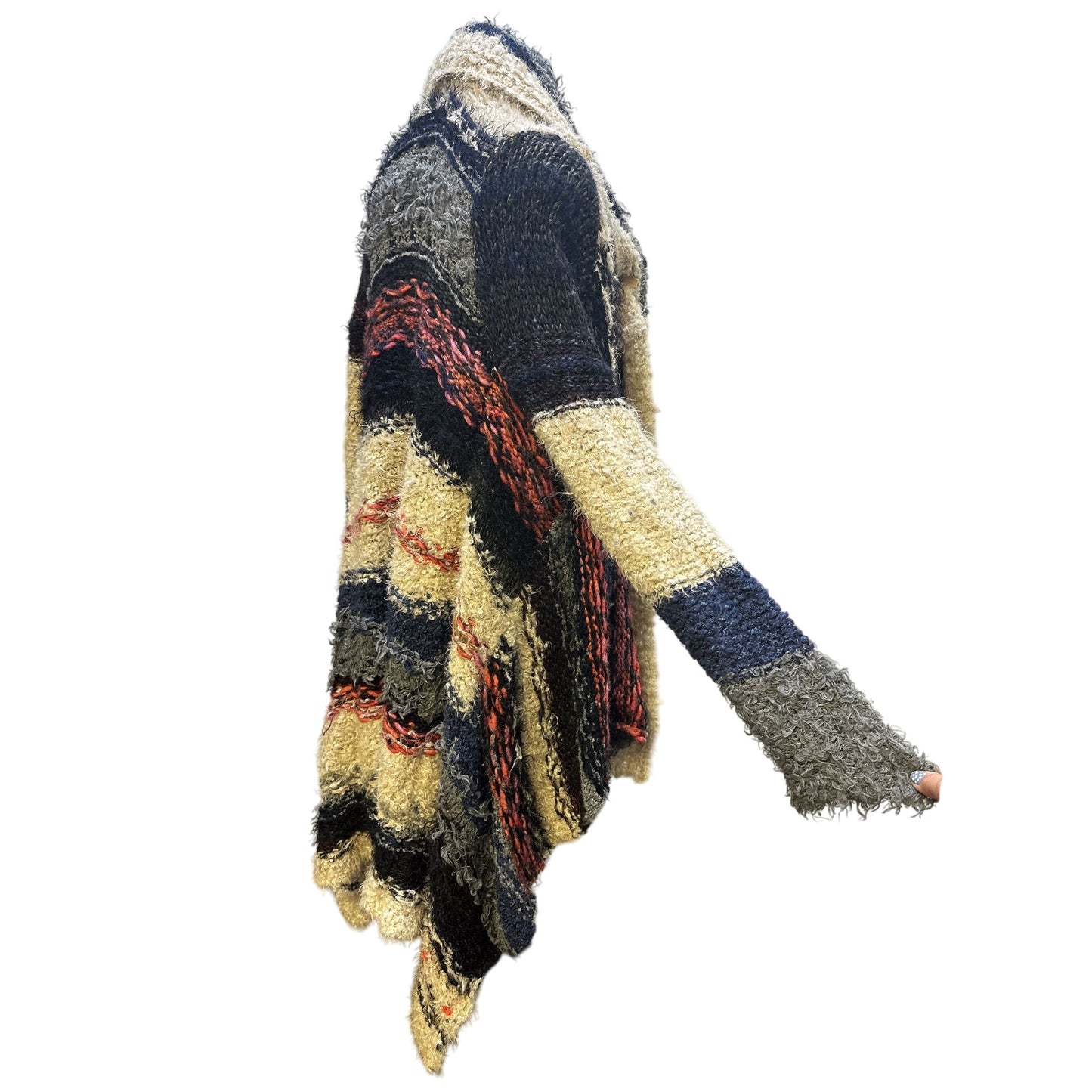 Free People Bohemian Open Front Knit Cardigan w/Patchwork Design Size S